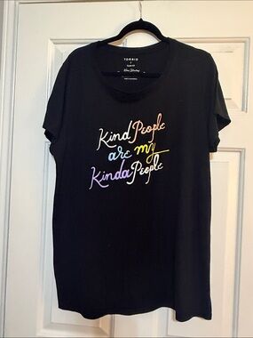 torrid Black Tee with Rainbow Script 'Kind People Are My Kinda People'